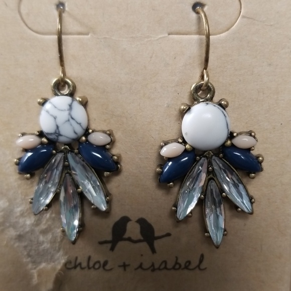Chloe and Isabel Morningtide Drop Earrings - E197 white stones beaded detail - Picture 1 of 3